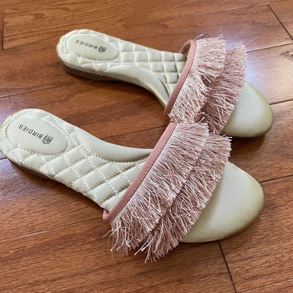 Birdies Fringe Slip On Open Toe Sandals Pink Size 6 - Picture 3 of 7